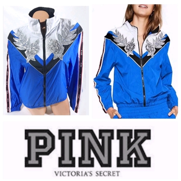 Victoria’s Secret PINK Anorak Windbreaker Jacket Bling 2018 Size M/L - Picture 1 of 12
